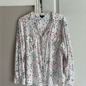 a.n.a White Floral Button Down Shirt
